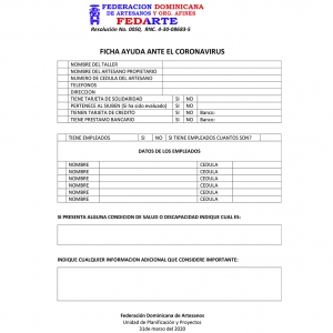 FODEARTE SERVIRÁ DE CANAL PARA ASISTIR AL SECTOR ARTESANAL CON EL PLAN DE AYUDA ECONOMICA DEL GOBIERNO EN LA SITUACIÓN DE EMERGENCIA NACIONAL POR COVID-19